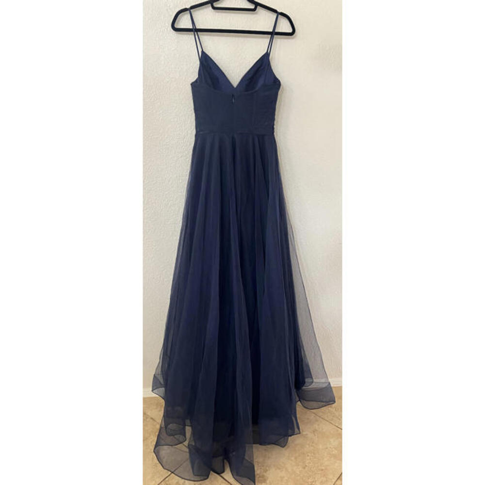 New LA FEMME ILLUSIONS A-LINE TULLE BALL GOWN In Midnight Size 4 $448 - Picture 7 of 9